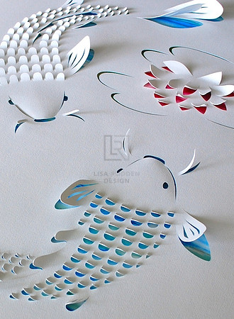 Two Koi with Lotus Flower